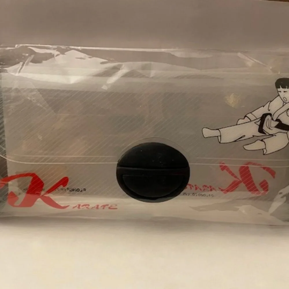 Vintage 1996 Flomo Karate Ribbed Plastic Pencil Case.  Karate motif, Sealed NWT
